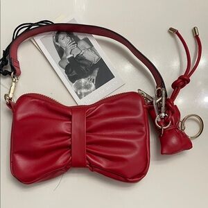 Sincerely Jules Red  Bow Design Women's Mini Bag/wristlet NWT